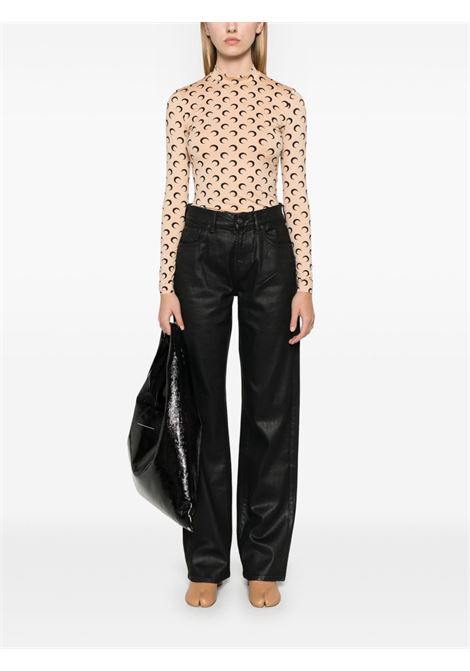 moon jersey highneck top woman beige MARINE SERRE | WTS005ACJER0001TA10